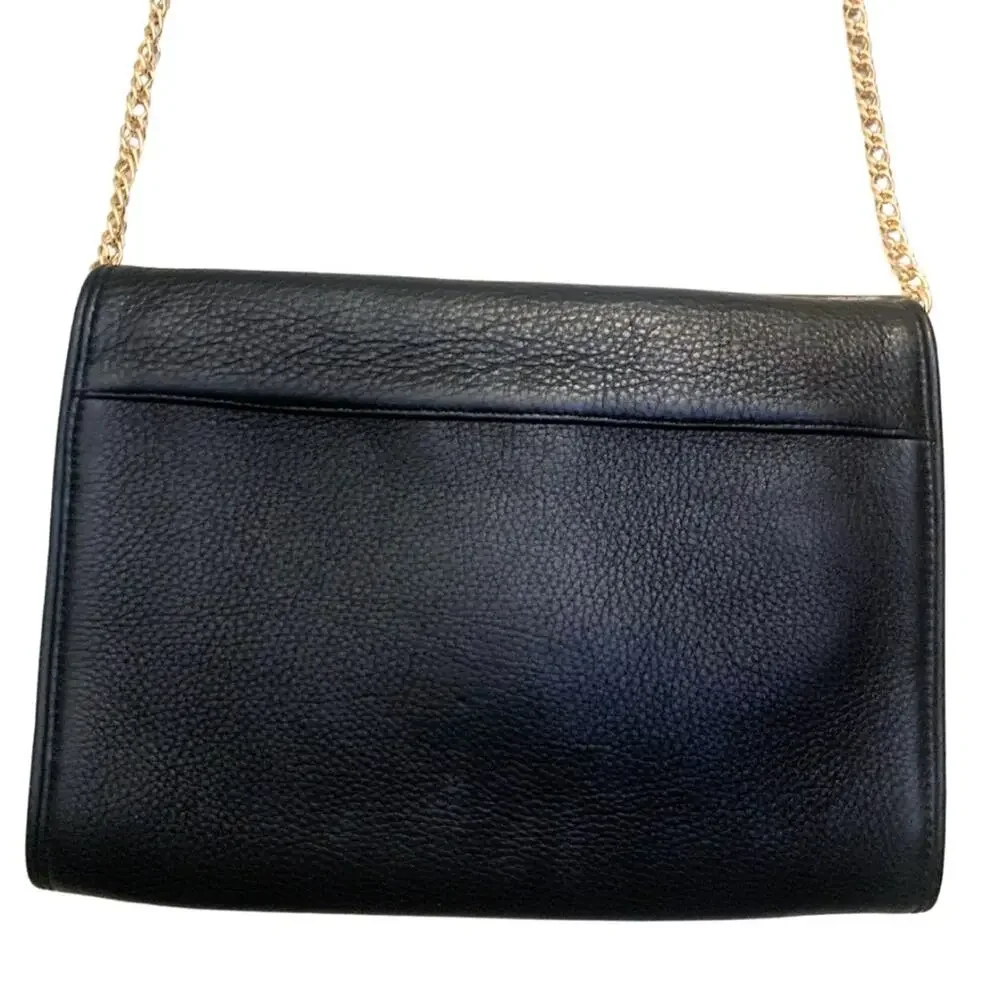 Posse Black Leather Crossbody Bag Clutch Metallic Bow Envelope Coquette Romantic - Picture 8 of 12
